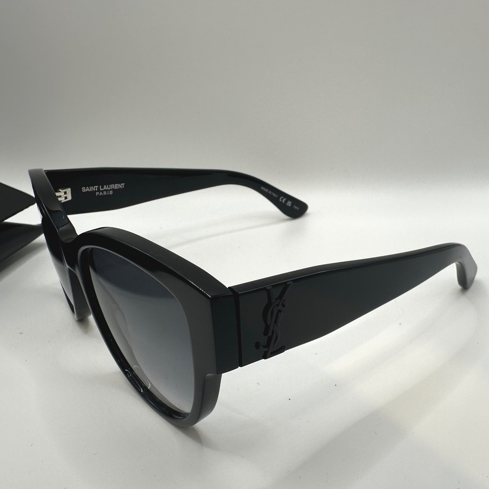 Saint Laurent SL M3 001 Black Cat Eye Sunglasses YSL Monogram Logo Italy Case - Picture 6 of 7